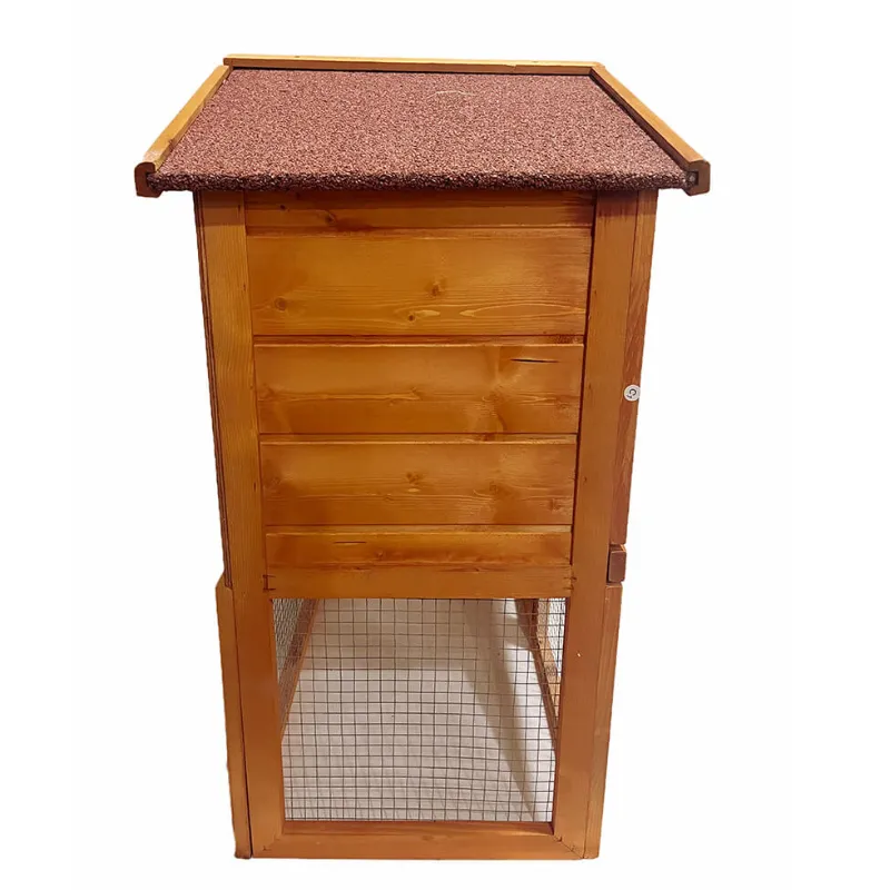 2-Tier Natural Wooden Rabbit Hutch with Ramp - 55.5"L
