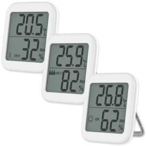 3 Pcs Outdoor Indoor Mini HD 2.1” Display Digital Thermometer Humidity Meter Hygrometer