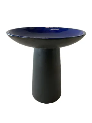 3106L15FS - Ceramic Bird Bath - Dark Blue Top & Black Stand - FREE SHIPPING