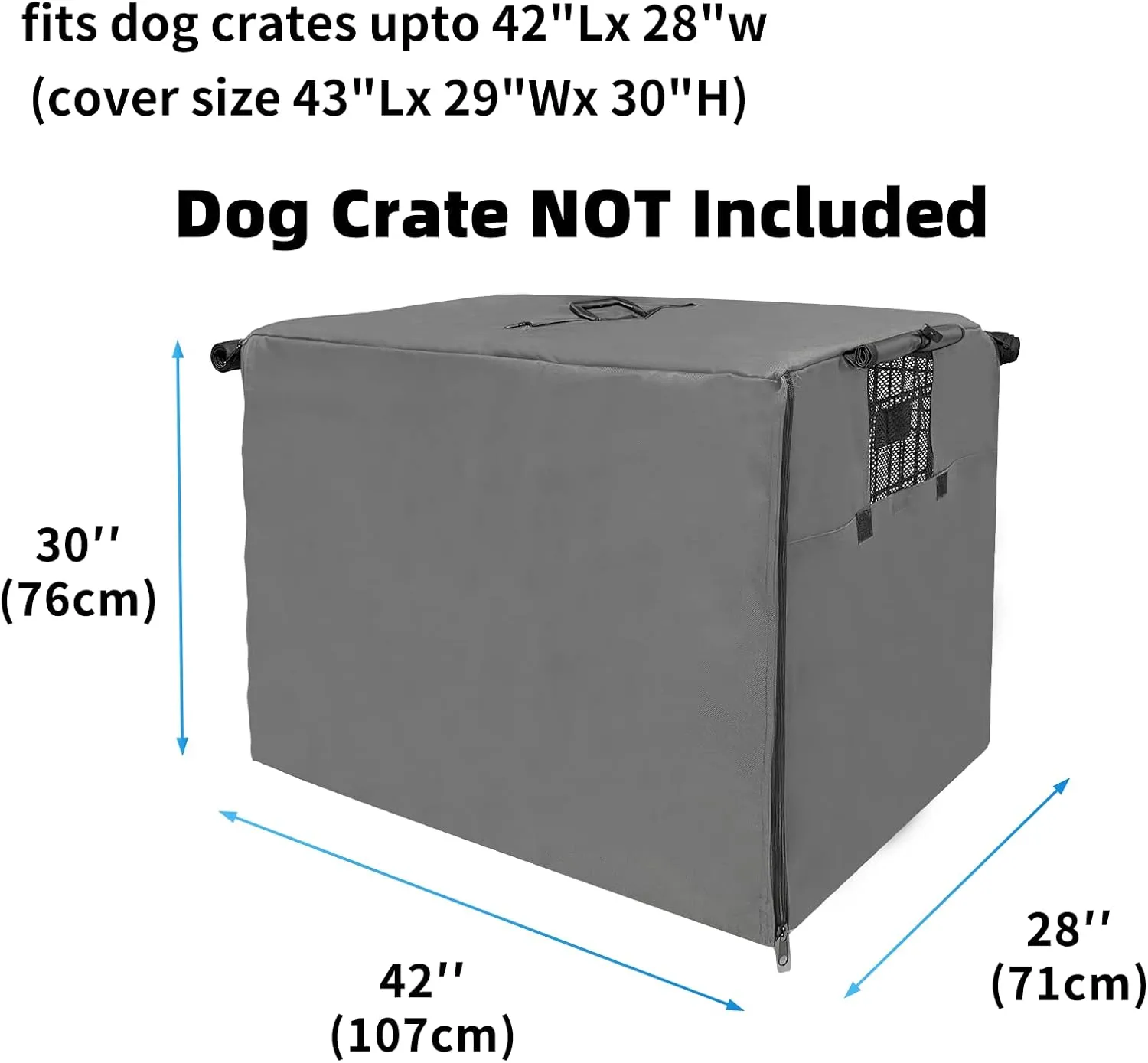 42 Inch Dog Crate Cover Dog Kennel Cover, Large XL Dog Crate for Large Dogs Wire Dog Cage with1 2 3 Doors, Waterproof 600D Oxford Fabric Indoor/Outdoor Gray