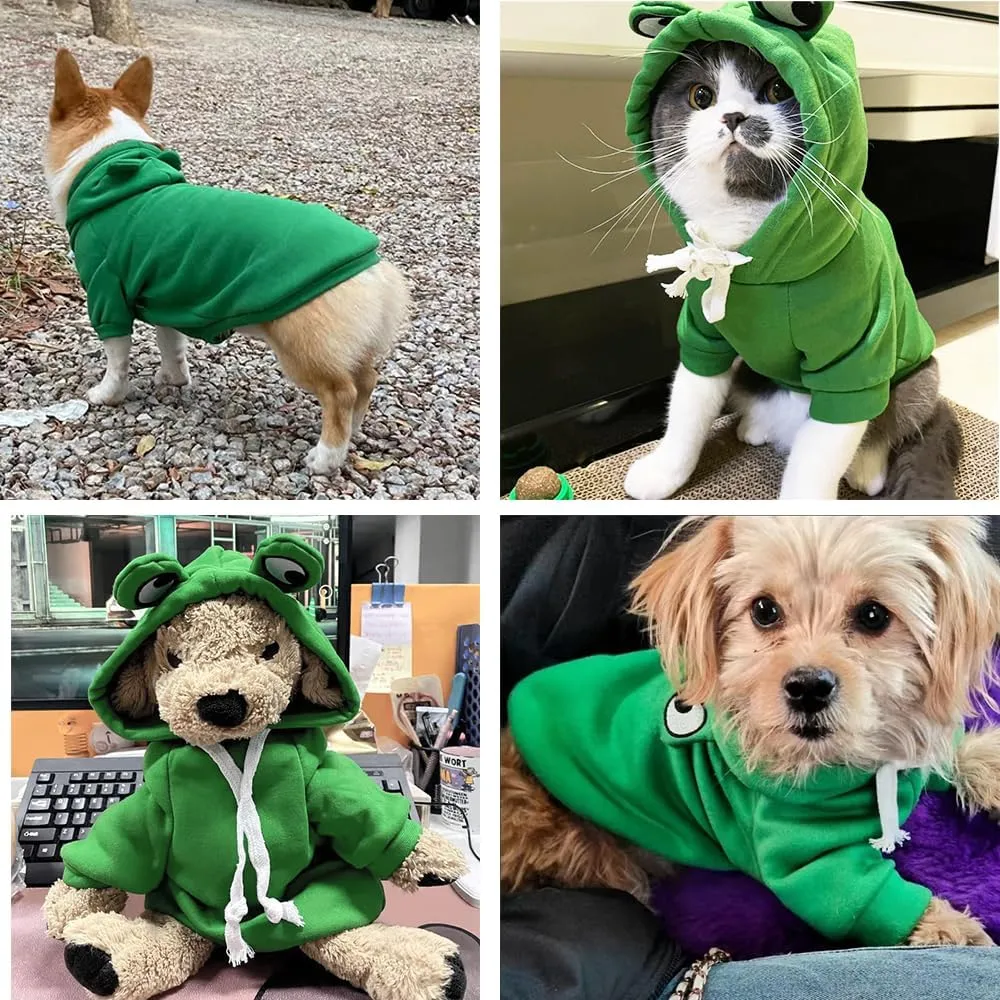 ANIAC Pet Hoodie Cat Rabbit Outfit with Bunny Ears Cute Sweatshirt Spring and Autumn Puppy Knitted Sweater Kitty Soft Knitwear (Green, Large)