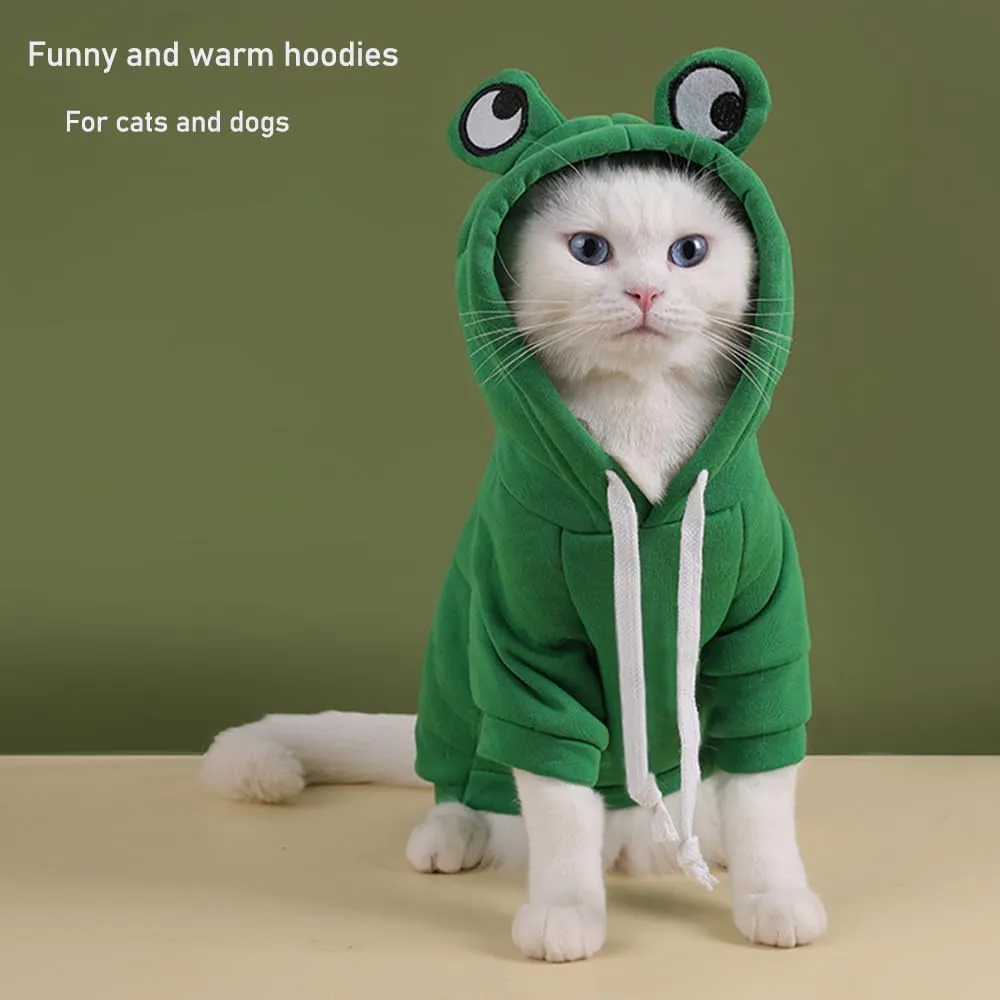ANIAC Pet Hoodie Cat Rabbit Outfit with Bunny Ears Cute Sweatshirt Spring and Autumn Puppy Knitted Sweater Kitty Soft Knitwear (Green, Large)