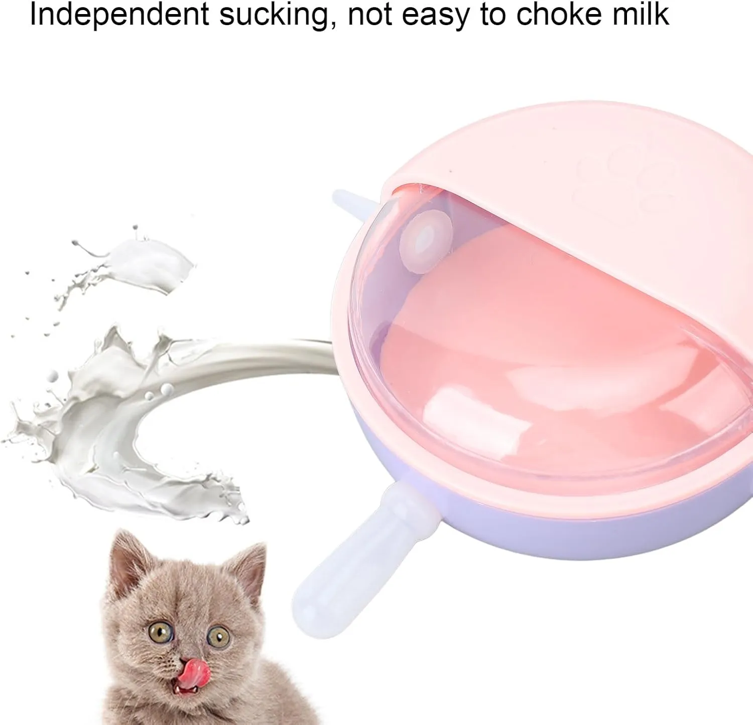 Asixxsix Puppy Milk Feeder, 10 x 5cm Plastic Puppy Feeder Milk Bowl with Multi Nipples, Anti Flatulence Puppy Nursing Station for Multiple Puppies, Puppy Bottle, Easy to Clean (Pink)