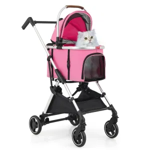 Athena collection Dog Stroller for Small/Medium Dogs,Foldable Pet Stroller with Detachable Carrier,Lightweight Cat Stroller up to 33lbs(Pink)