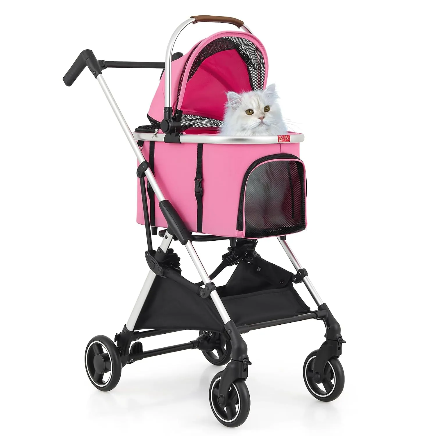 Athena collection Dog Stroller for Small/Medium Dogs,Foldable Pet Stroller with Detachable Carrier,Lightweight Cat Stroller up to 33lbs(Pink)