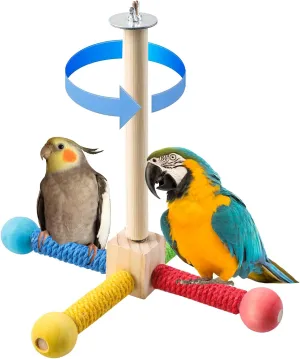 Bird Stand Perch Toy, Bird Training Stands for Parrots, Wood Bird Perch Stand, Parrot Cage Top Wooden Branches for Standing,Toys for Small Medium Parrots Conure Budgie or Cockatiels