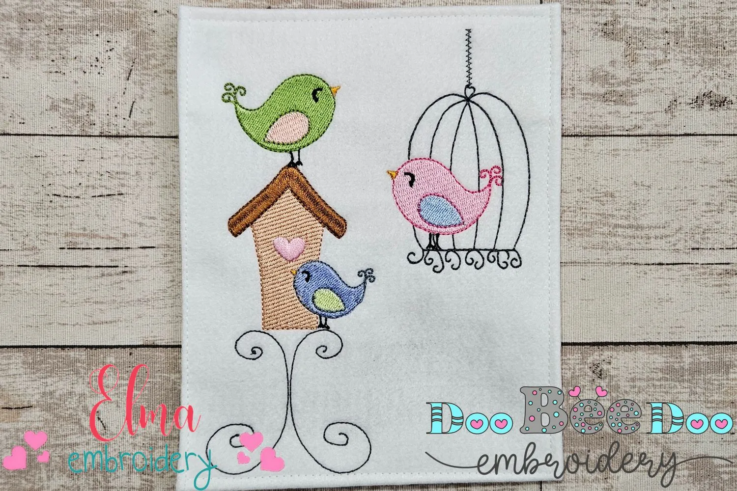 Birds and Bird Cage - Fill Stitch