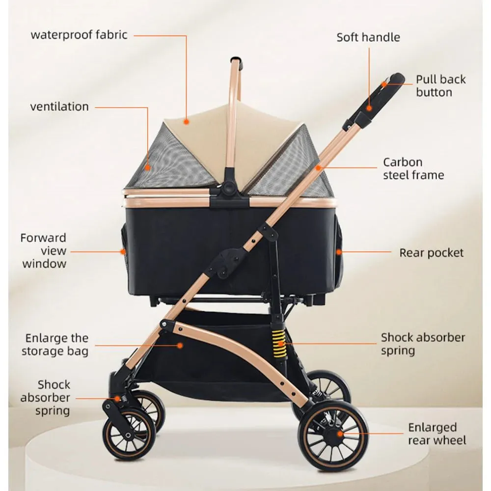 BNDC 301 Pram & Stroller For Dogs & Cats (Black)