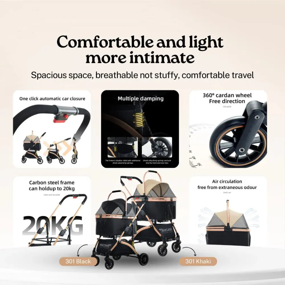 BNDC 301 Pram & Stroller For Dogs & Cats (Black)