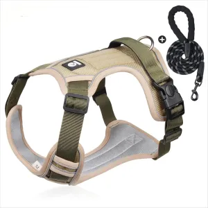 BRT Bearingshui No Pull Adjustable Dog Harness and Leash Set, Reflective Oxford Easy Control Dog Harness with A Free Heavy Duty Dog Leash, Escape Proof No Pull Vest Harness(M)