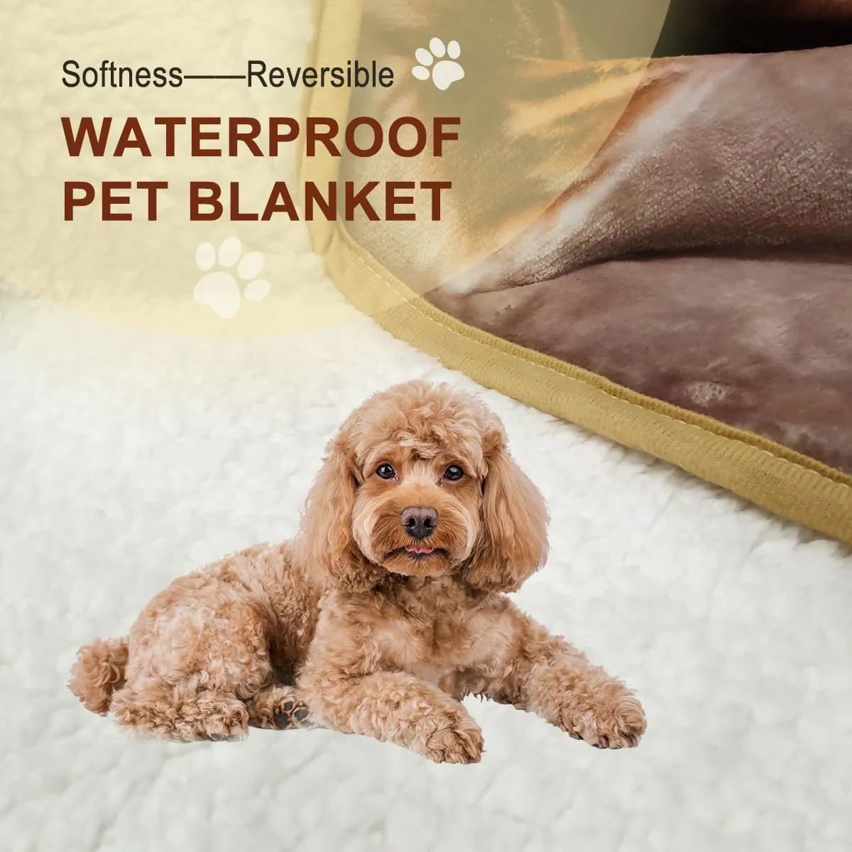 Bucephalus Waterproof Dog Blanket, Thick Reversible Soft Pet Blankets for Couch Bed Protection, Pee Proof Sherpa Fleece Blanket for Small Medium Large Dogs Puppy Cats Washable (Gray,25"35")