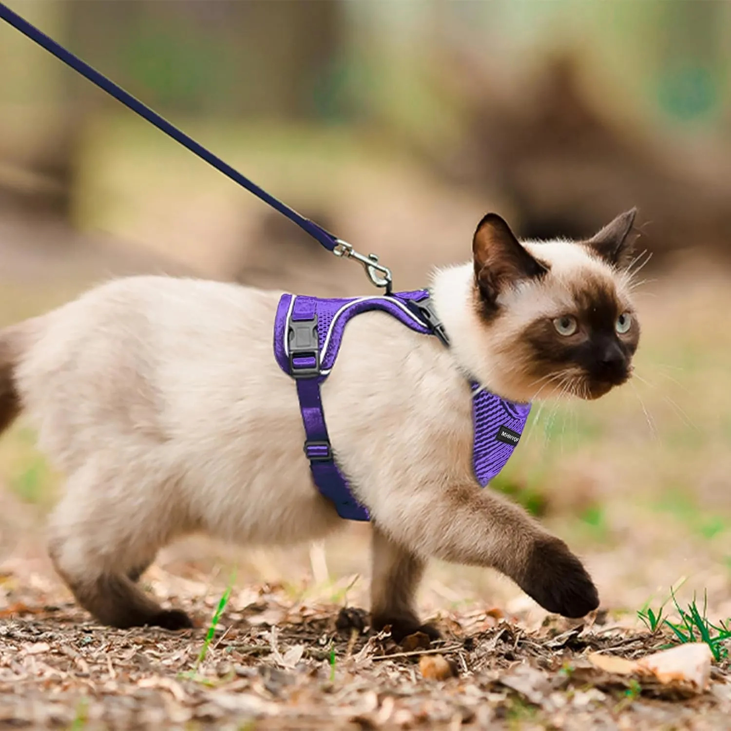 Cat Harness, Cat Harness and Leash for Walking, Escape Proof Soft Adjustable Vest Harnesses for Cats, Easy Control Breathable Reflective Strips Harness, Kitten Harness and Leash Set, Purple, S