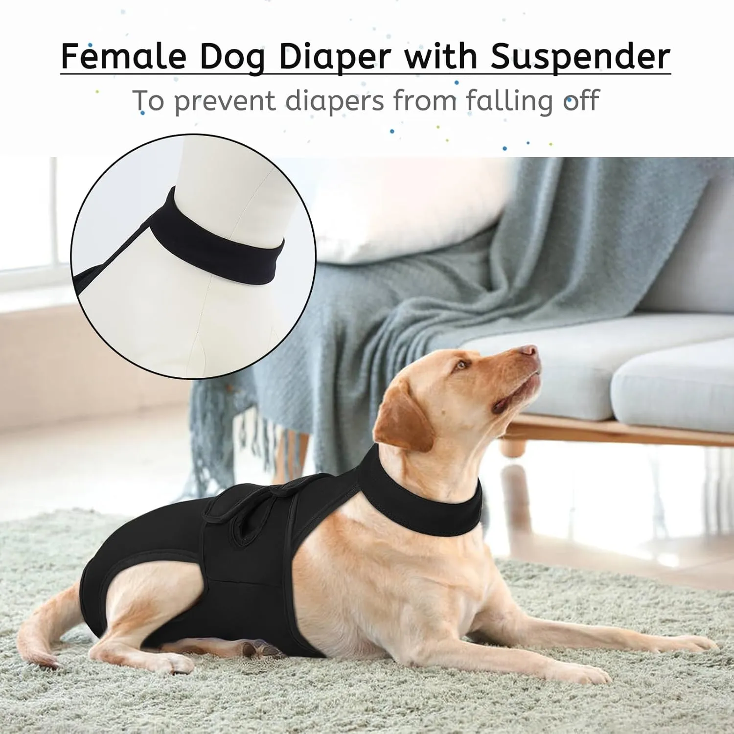 Dog Diapers Female Reusable Washable Period Diaper with Suspender,Adjustable Dog Panties Anti-Harassment, Doggie Diapers for Incontinence, Heat Cycles, or Senior DogsXS-XL