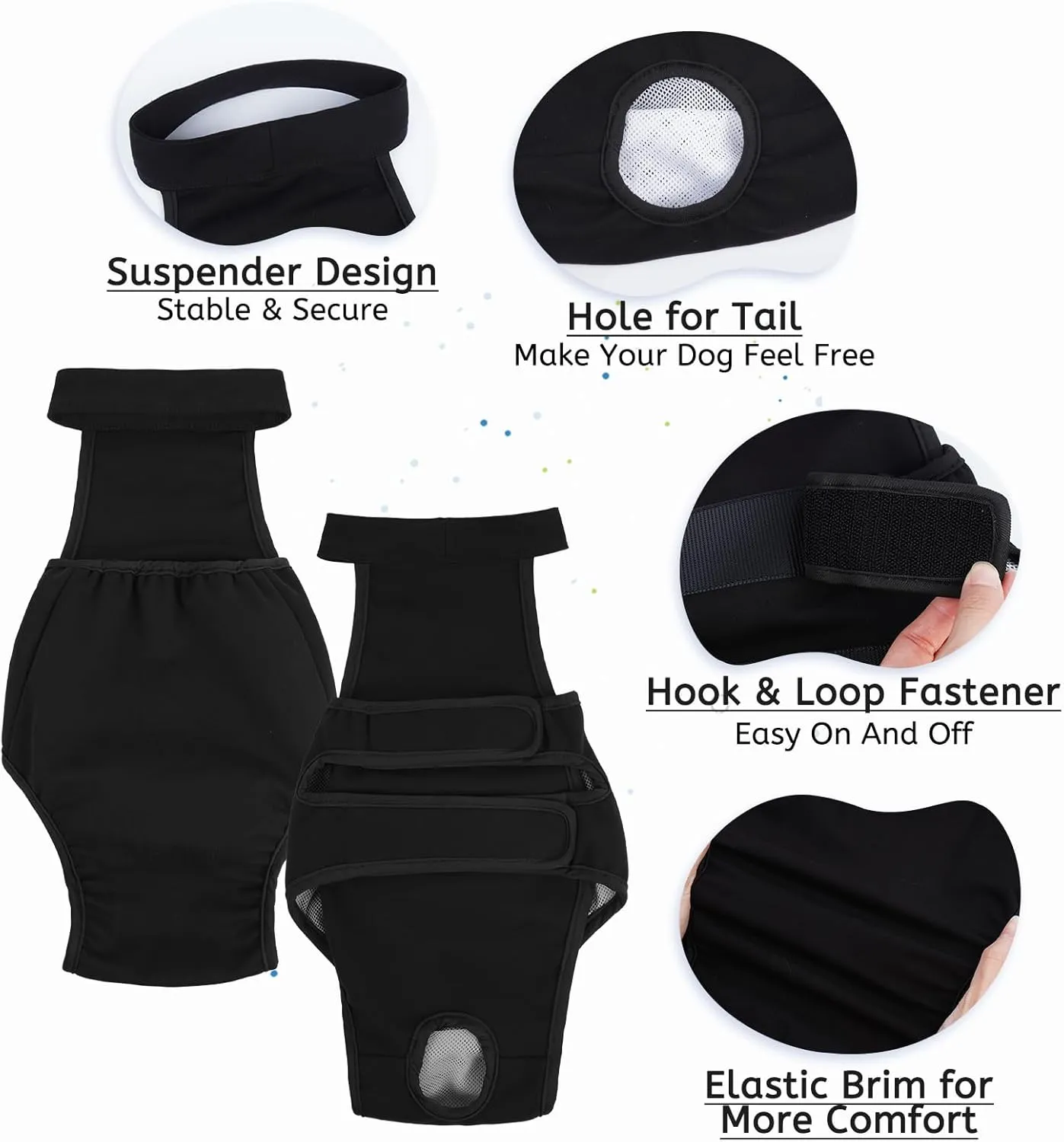 Dog Diapers Female Reusable Washable Period Diaper with Suspender,Adjustable Dog Panties Anti-Harassment, Doggie Diapers for Incontinence, Heat Cycles, or Senior DogsXS-XL