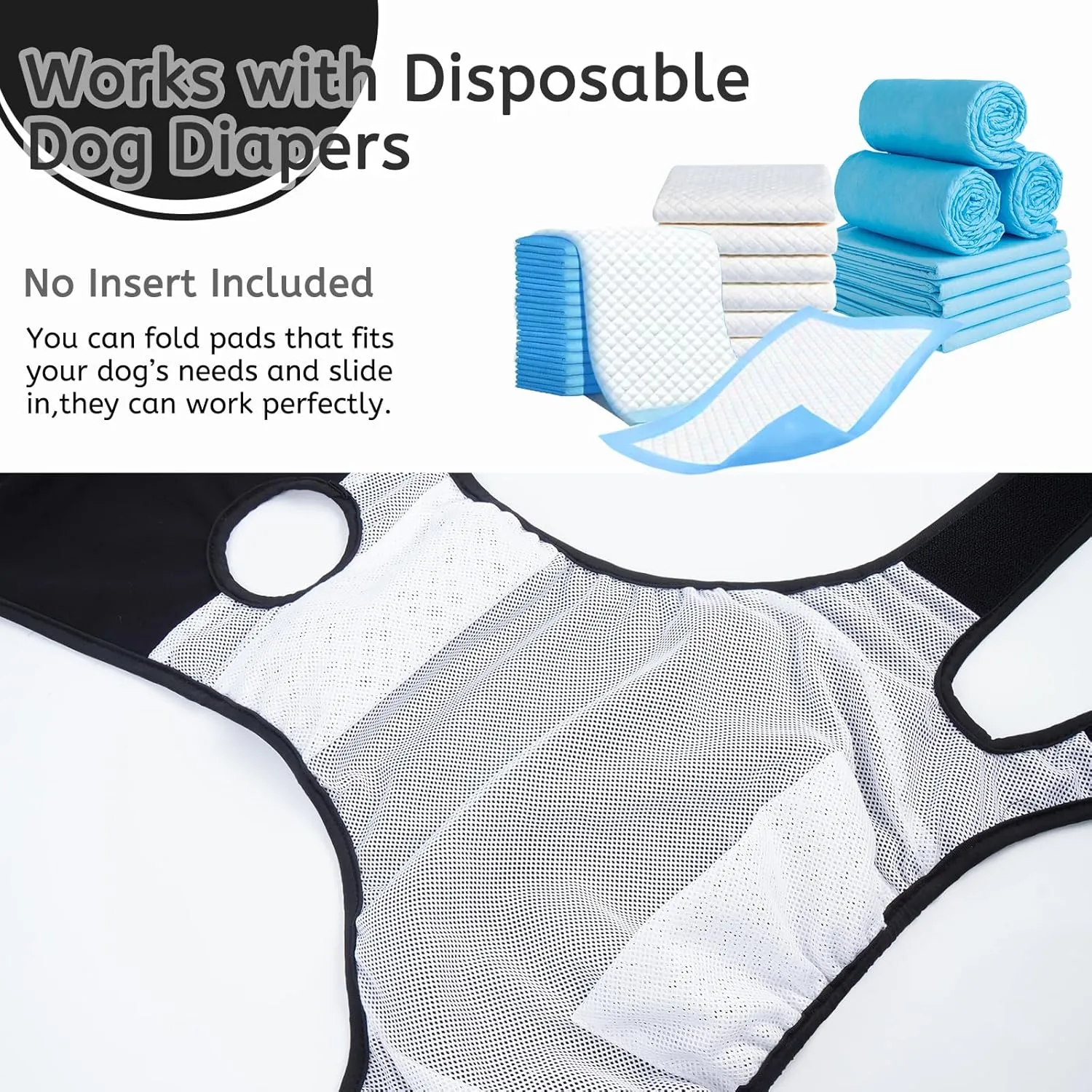 Dog Diapers Female Reusable Washable Period Diaper with Suspender,Adjustable Dog Panties Anti-Harassment, Doggie Diapers for Incontinence, Heat Cycles, or Senior DogsXS-XL