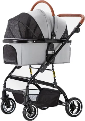 Dog Stroller for Medium Dogs Small Dogs 4 Wheel Collapsible Storage Cup Holder Adjustable Push Handle Separate cart Pet Travel Supplies 40 kg