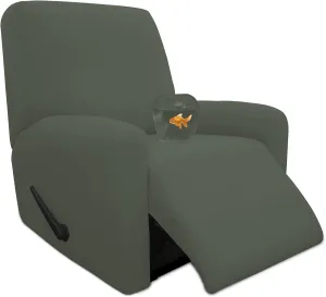 Easy-Going 4 Pieces 100% Dual Waterproof Recliner Cover Stretch Soft Couch Cover for Dogs, Sofa Slipcover for Recliner Couch Leakproof Furniture Protector for Kids, Pets Grayish Green