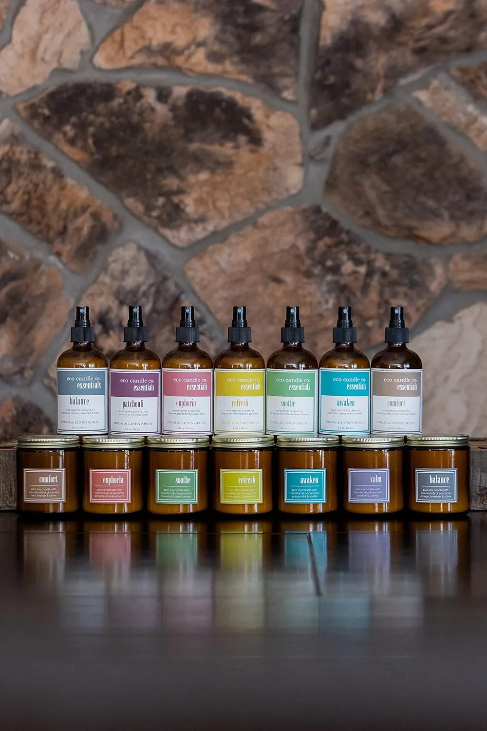 Eco Candle Co. Essentials Room & Linen Spray, Refresh, 8 fl. oz. - Scents of Bergamot, Lemongrass, & Geranium - Recycled Amber Glass Bottle, No Propellents, Pure Essential Oil Blends, Pump