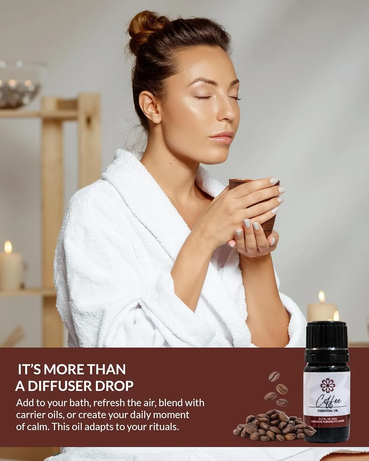 Essence Coffee Essential Oil  100% Pure & Therapeutic Grade  Perfect for Aromatherapy, Diffusers & Recharging Essence Nasal Diffuser Rings  Natural Stress & Mood Support (5mL)