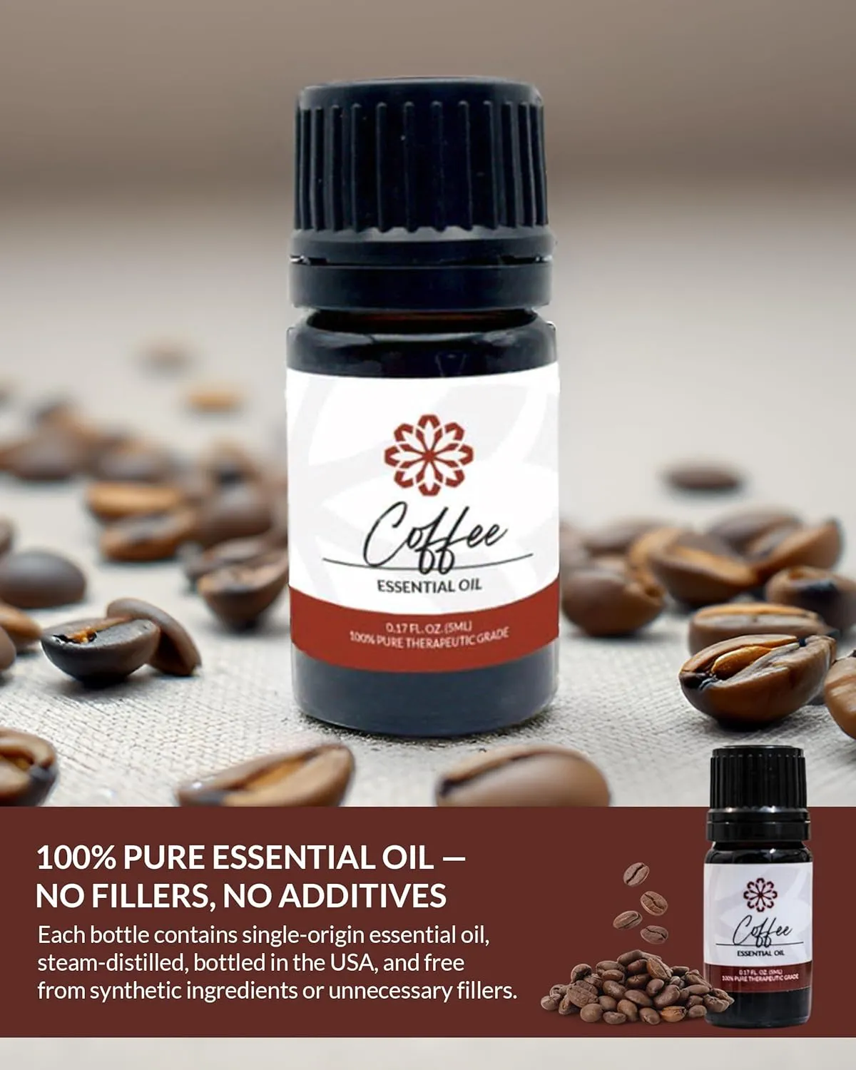 Essence Coffee Essential Oil  100% Pure & Therapeutic Grade  Perfect for Aromatherapy, Diffusers & Recharging Essence Nasal Diffuser Rings  Natural Stress & Mood Support (5mL)