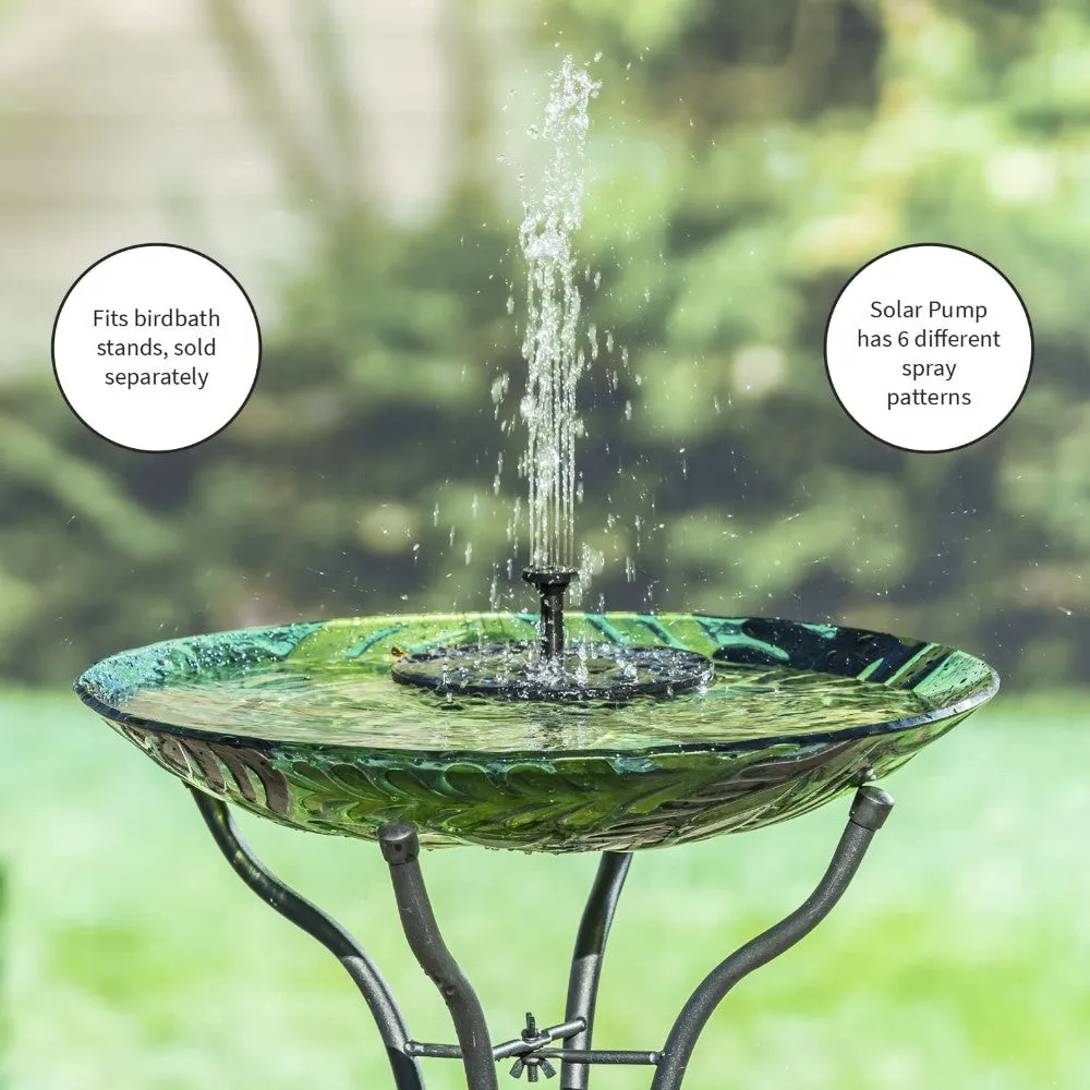 Evergreen 18" Hand Painted and Embossed Bright Florals Bird Bath with Solar Fountain