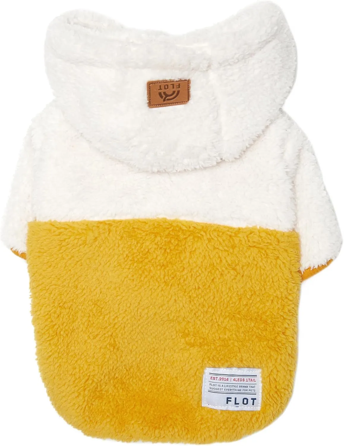 FLOT Designer Dog Fluffy Fleece Anorak Hoodie Zipper Sweater Jacket Coat Premium Materials Tailored Fit Designed and Made in Korea (Yellow) Large