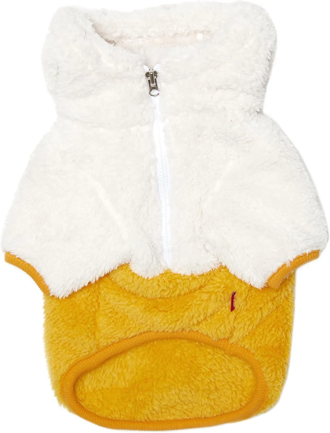 FLOT Designer Dog Fluffy Fleece Anorak Hoodie Zipper Sweater Jacket Coat Premium Materials Tailored Fit Designed and Made in Korea (Yellow) Large
