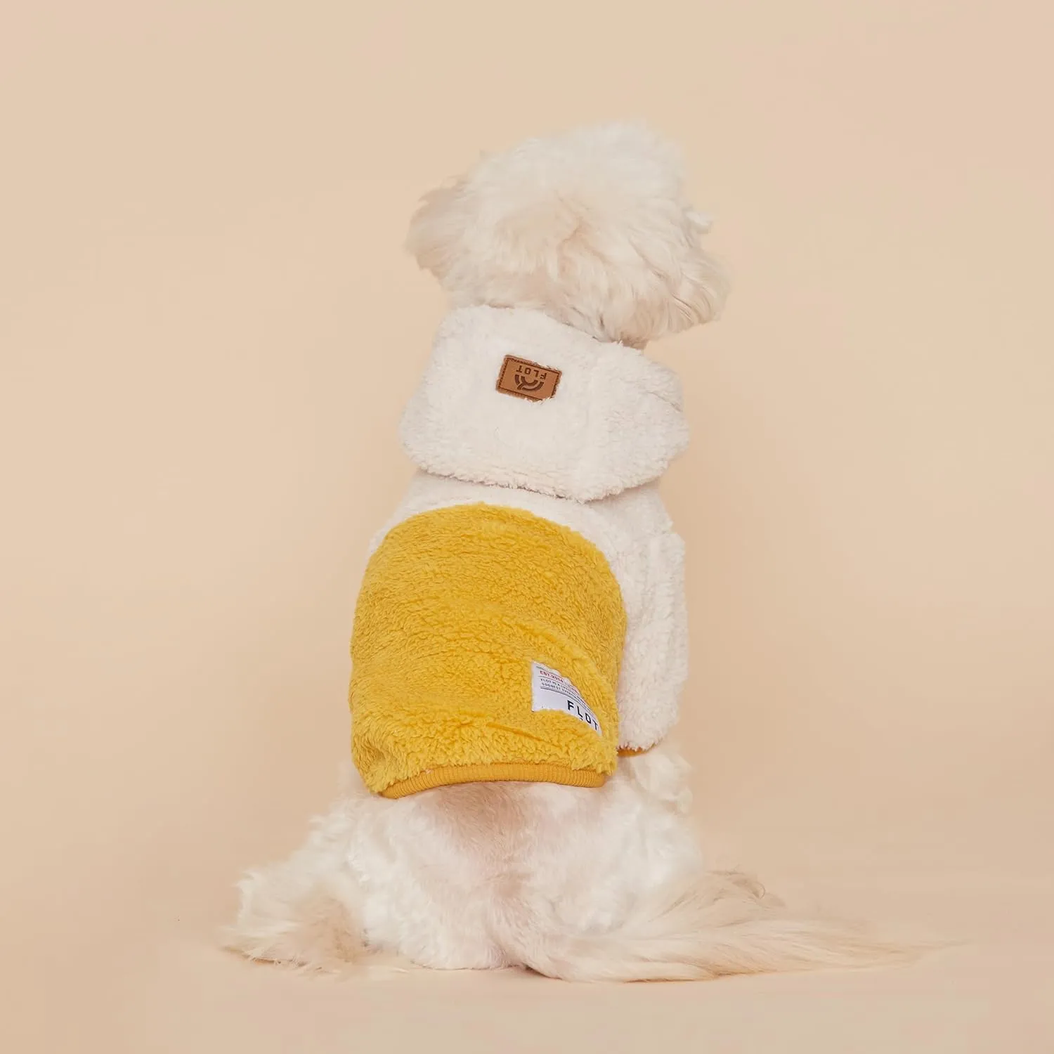 FLOT Designer Dog Fluffy Fleece Anorak Hoodie Zipper Sweater Jacket Coat Premium Materials Tailored Fit Designed and Made in Korea (Yellow) XX-Large