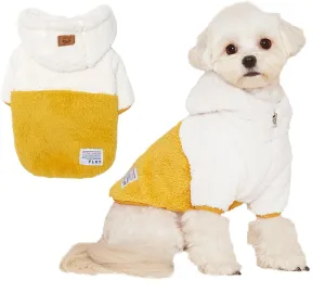 FLOT Designer Dog Fluffy Fleece Anorak Hoodie Zipper Sweater Jacket Coat Premium Materials Tailored Fit Designed and Made in Korea (Yellow) XX-Large