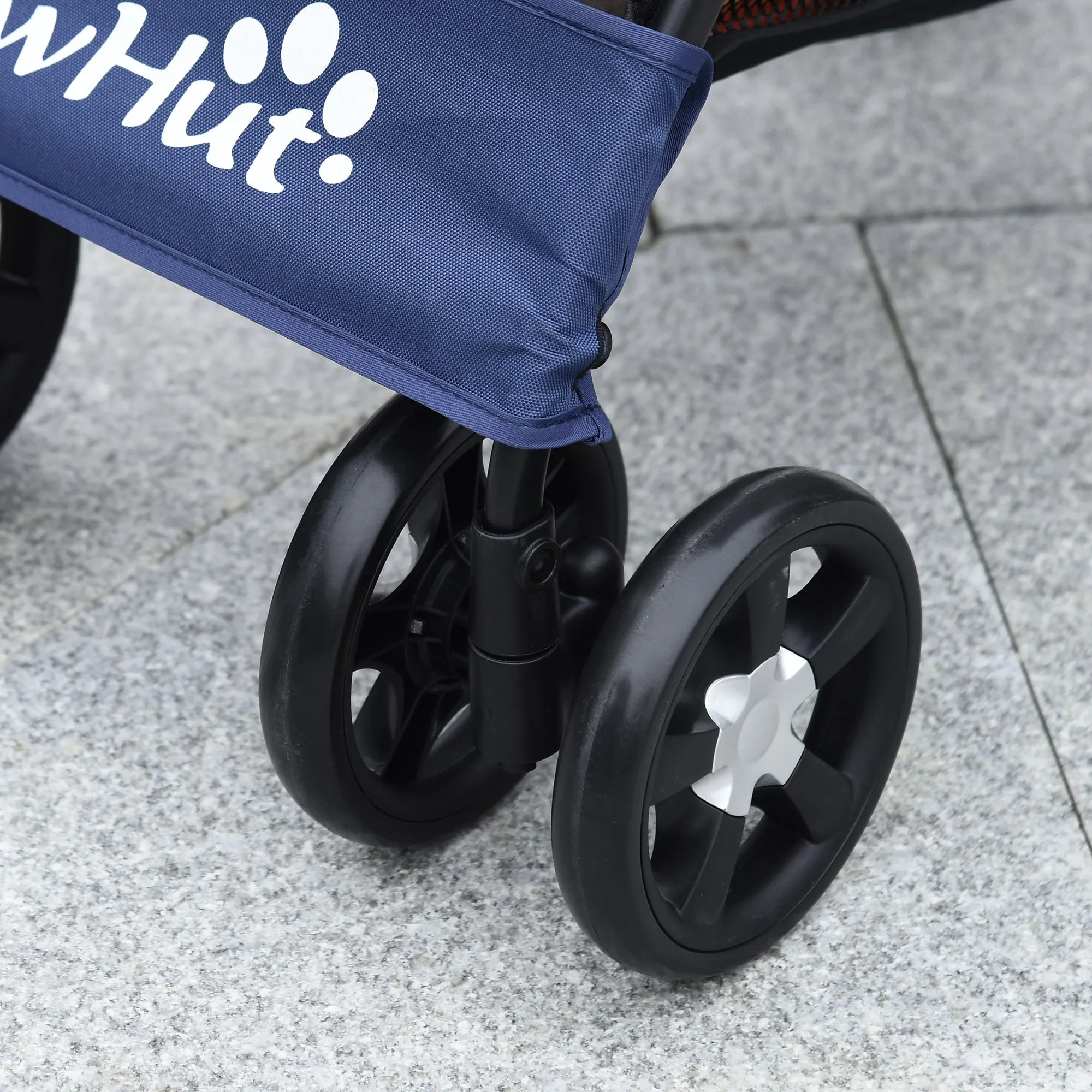 Foldable Pet Stroller for Dogs, Puppy Stroller, with Large Carriage, Brakes, Canopy - Blue