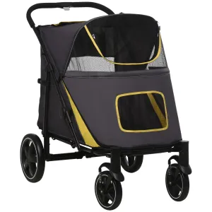 Foldable Pet Stroller, with Universal Wheels, Shock Absorber, for Medium and Large Dogs - Grey