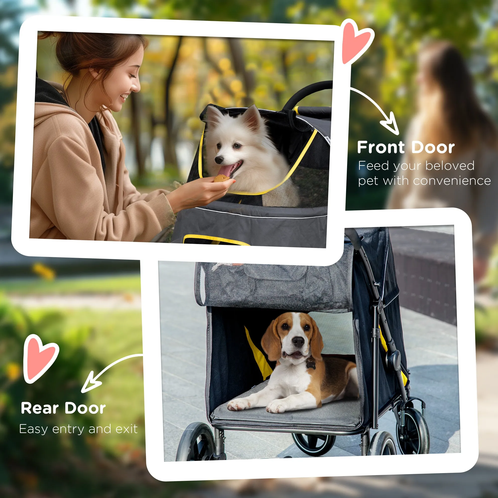Foldable Pet Stroller, with Universal Wheels, Shock Absorber, for Medium and Large Dogs - Grey