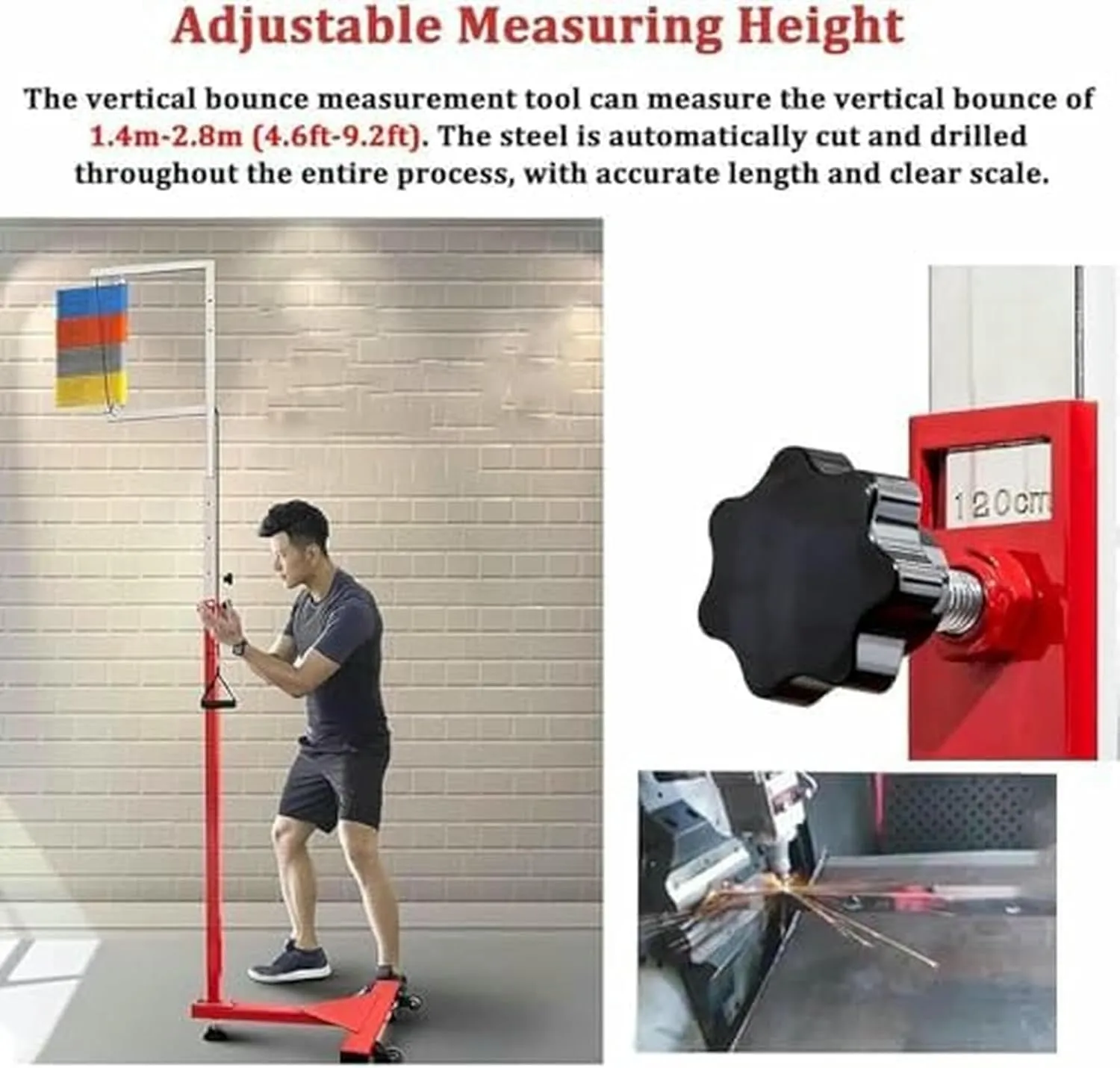 Free-Standing Jump Measurement TesterVertical Jump TesterAdjustable Vertical Jump Tester, Vertical Challenger Jump Tester Measurement Tool High Jump Training, for Basketball/Badminton- Rese~/