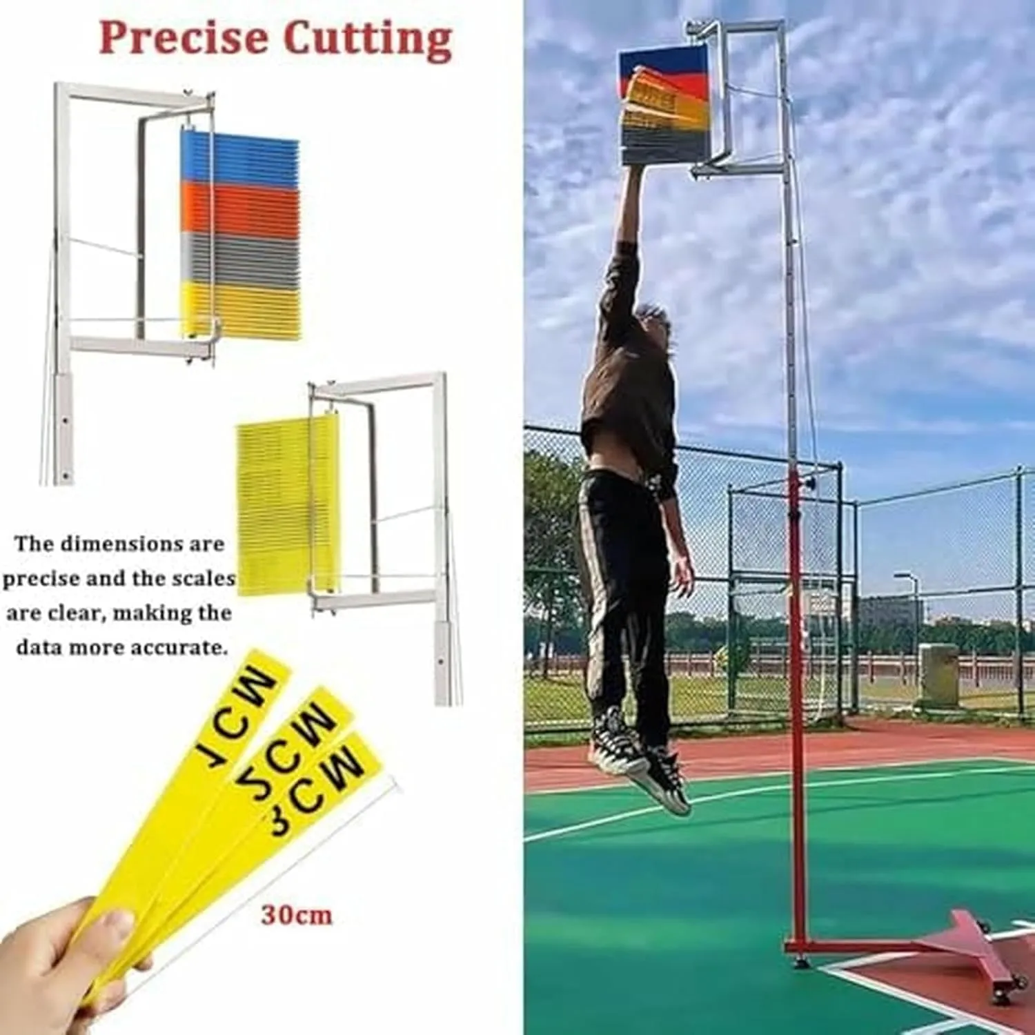Free-Standing Jump Measurement TesterVertical Jump TesterAdjustable Vertical Jump Tester, Vertical Challenger Jump Tester Measurement Tool High Jump Training, for Basketball/Badminton- Rese~/