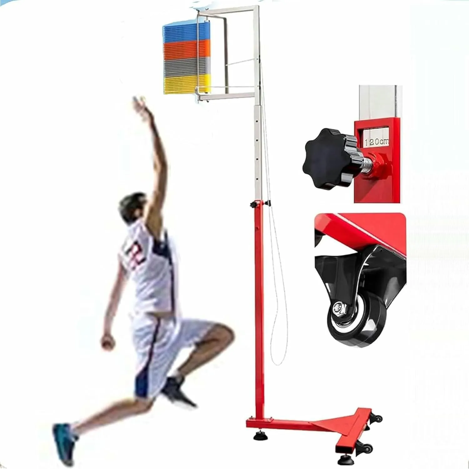 Free-Standing Jump Measurement TesterVertical Jump TesterAdjustable Vertical Jump Tester, Vertical Challenger Jump Tester Measurement Tool High Jump Training, for Basketball/Badminton- Rese~/