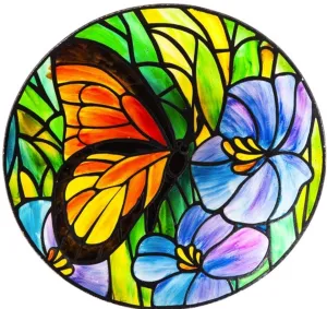 Glass Bird Bath 18" w/Butterfly