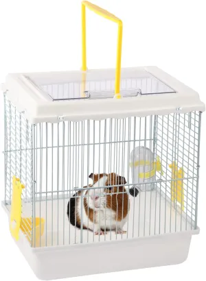Hamster Travel Portable Carrier Cage Small Animal Carry Case with Water Bottle&foodbowl& for Dwarf Hamster,Ferrets,Hedgehog,Chinchilla(White)