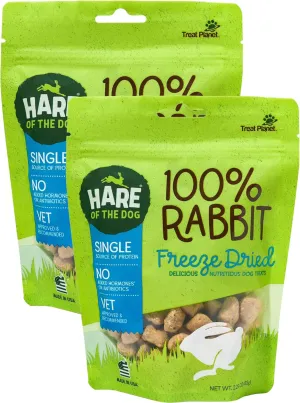 Hare of the Dog Freeze Dried Rabbit Treats for Dogs - All-Natural, Single-Ingredient, High-Protein Snacks - Made in the USA (2.25 Oz 2 Pack)