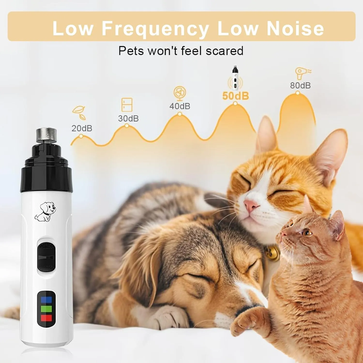 Heusom Silent Groom Pro Nail Grinder, 2025 New Dog Nail Trimmer with USB Rechargeable, Pet Paws Grooming Smoothing Tool