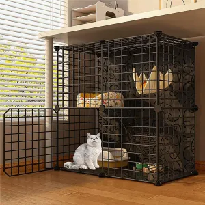Indoor Cat Cages, DIY Fences, Pet Beds, Spacious Amusement Parks, with Floor MATS for Assembly(75x39x73cm)