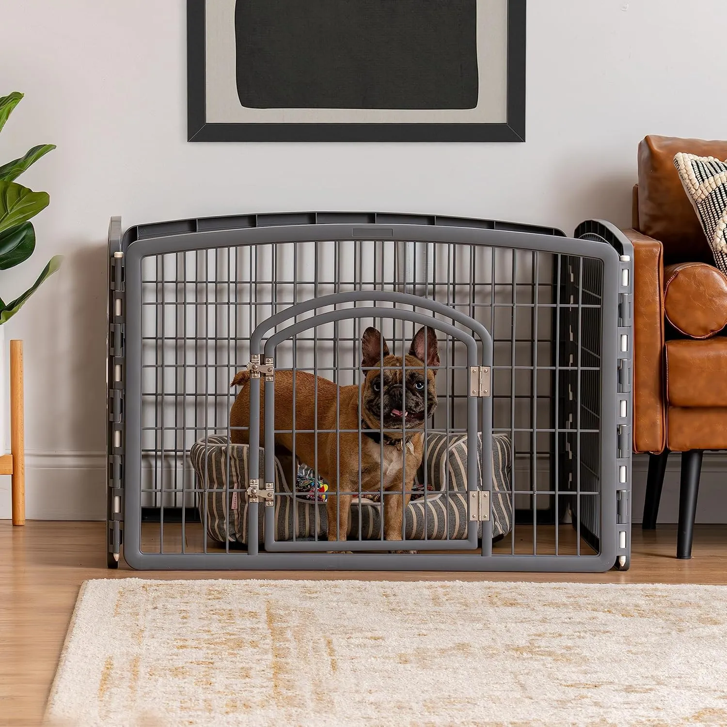 IRIS USA Puppy Playpen Dog Playpen Fence Enclosure with Dog Gate Door - Indoor Pet Playpen - 4 or 8 Panel