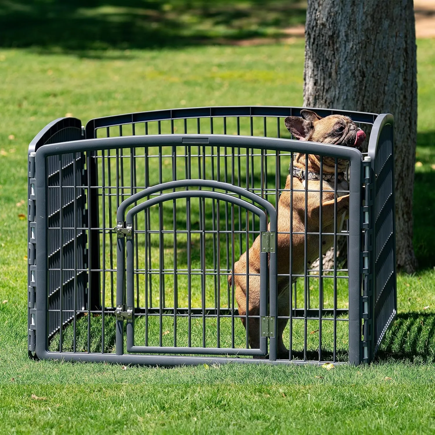 IRIS USA Puppy Playpen Dog Playpen Fence Enclosure with Dog Gate Door - Indoor Pet Playpen - 4 or 8 Panel