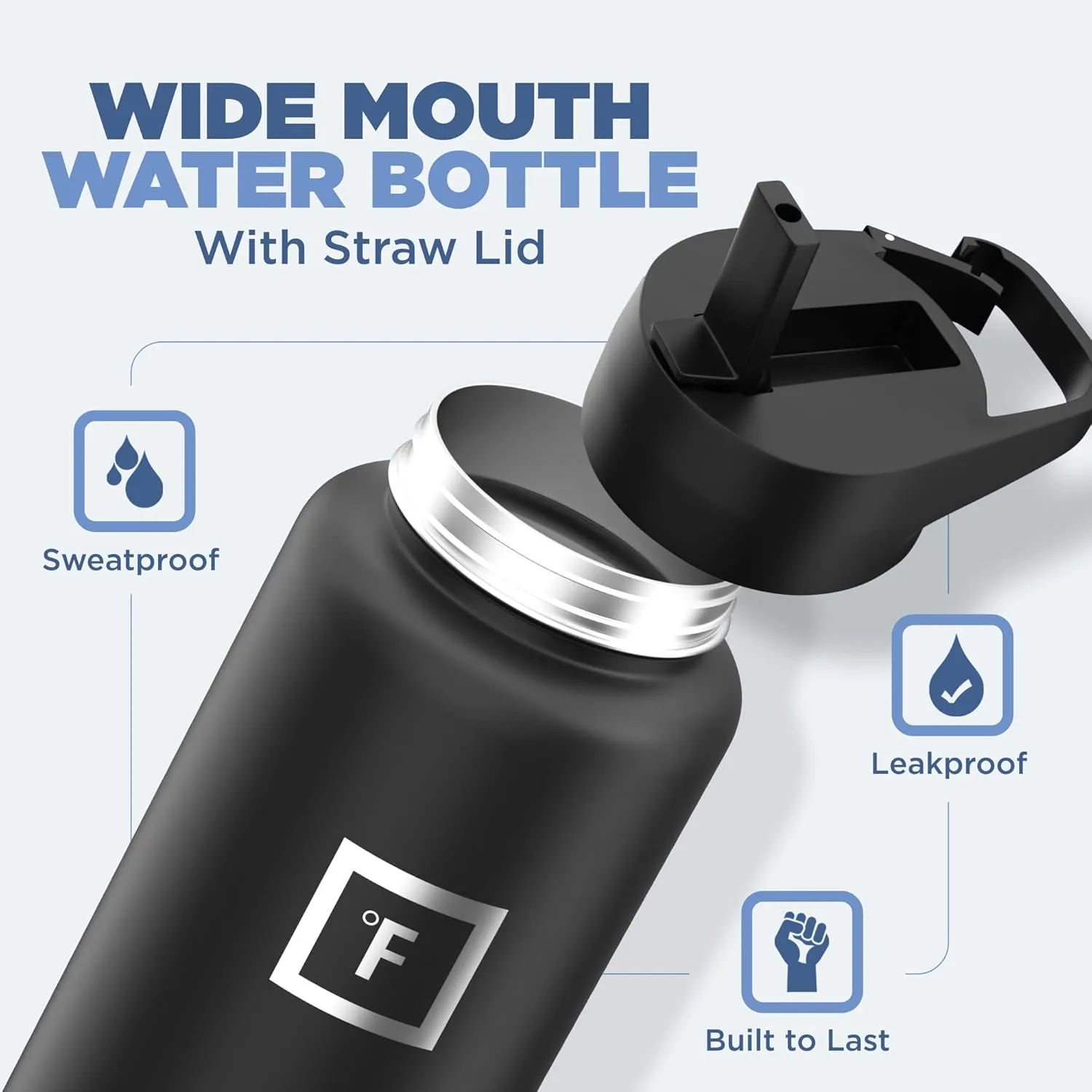 IRON FLASK Camping & Hiking Hydration Flask with 3 Lids - Stainless Steel, Double Walled & Vacuum Insulated Water Bottle - Leak Proof & BPA Free (Kiwi Green, Straw - 40 oz)