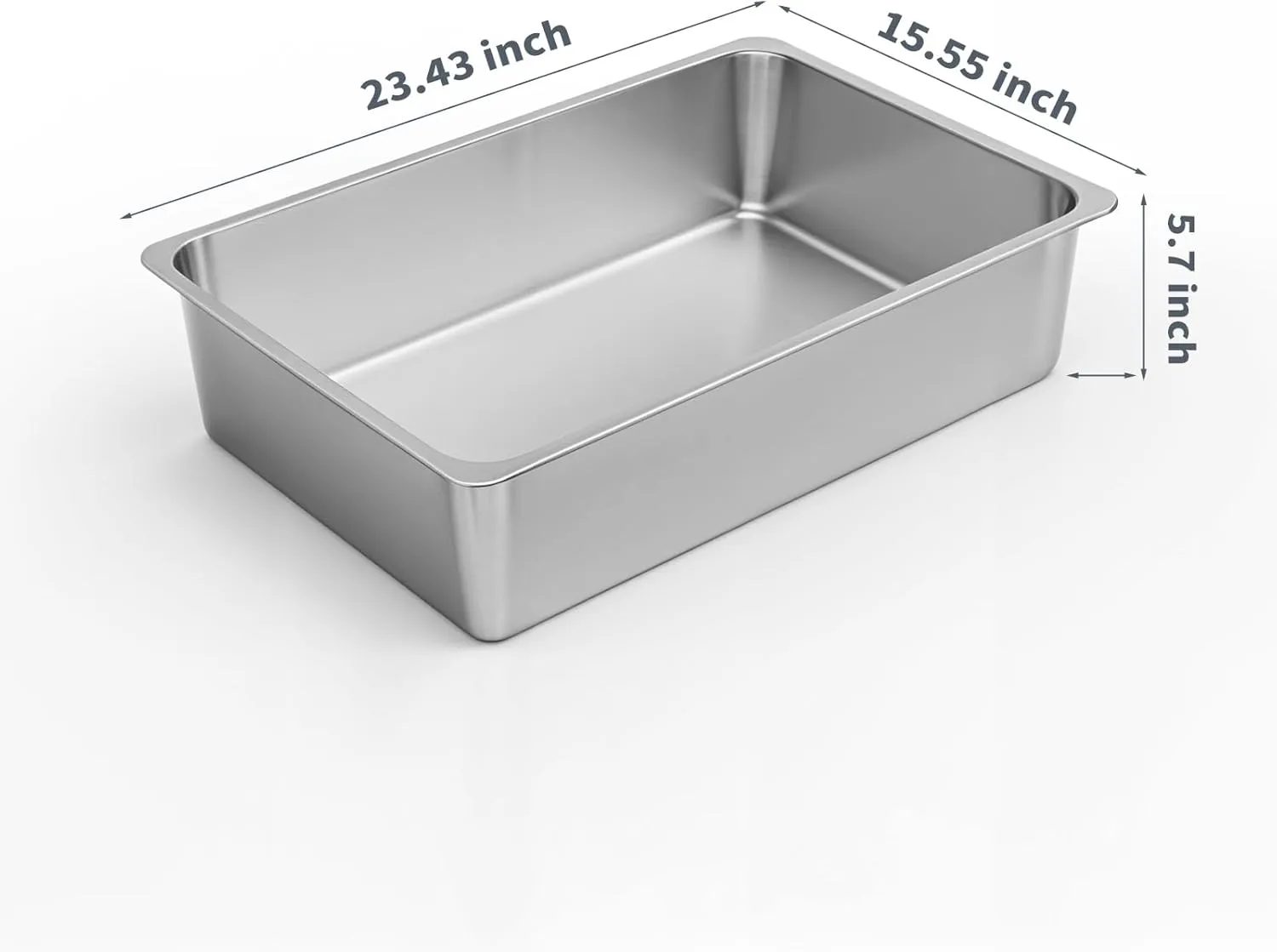Kirecoo Stainless Steel Cat Litter Box XL- Metal High Sided Cat Pan, Large Stainless Steel Box, Indoor Litter Tray, Non Stick, No Smell, Easy to Clean, Pet Toilet Supplies for Kitten, Kitty, Rabbit