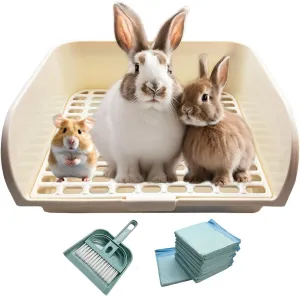 Kiwi & Mora Rabbit Litter Box - Extra Large Bunny Litter Box, Easy to Clean and Disassemble, Prevents Odors and Stains. Training Toilet Pan for Guinea Pig, Hamster, Kitty, Ferret, Galesaur,Chinchilla