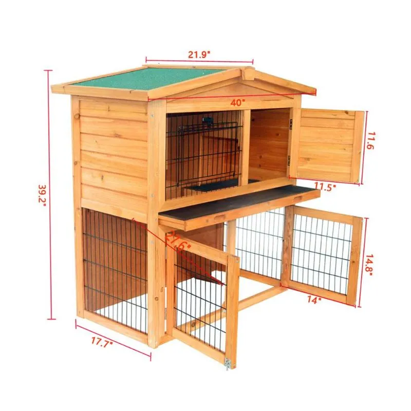 Large Indoor Outdoor Rabbit Hutch Cage House 40in