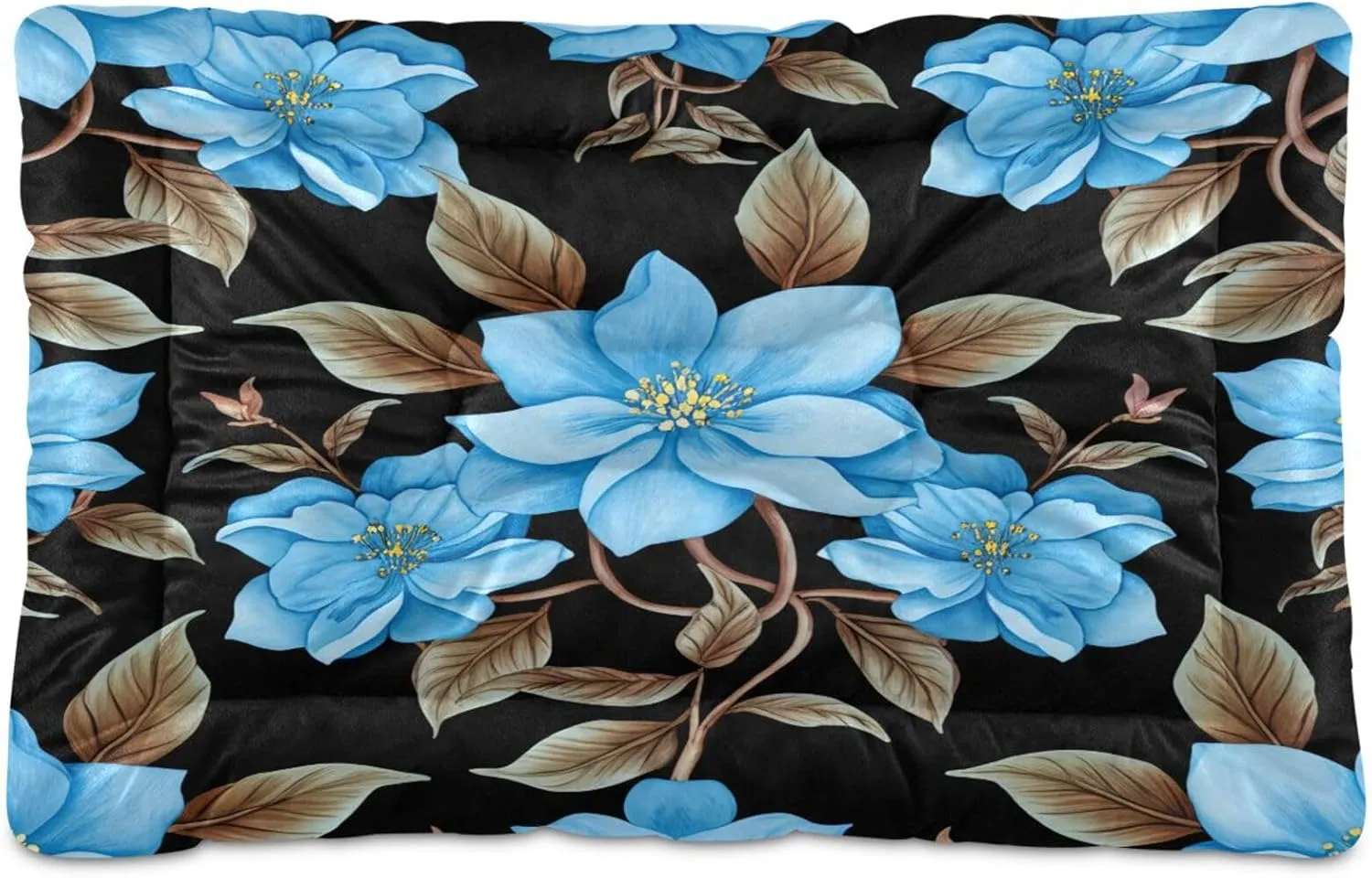 Light Blue Flowers Outdoor Dog Bed for Small Dogs Washable Waterproof Travel Pet Bed Mat Portable Cat Bed with Non-Slip Bottom for Indoor and Sleeping 18 x 24 Inch