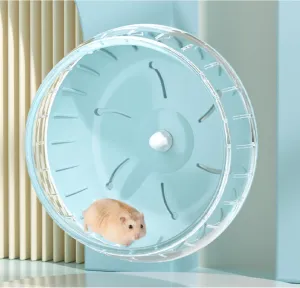 MANON ROSA Hamster Wheel Super Silent Quiet Exercise Running Wheel with Adjustable Stand for Chinchillas Gerbils Mice Small Animals (L(6.4" D),Blue)