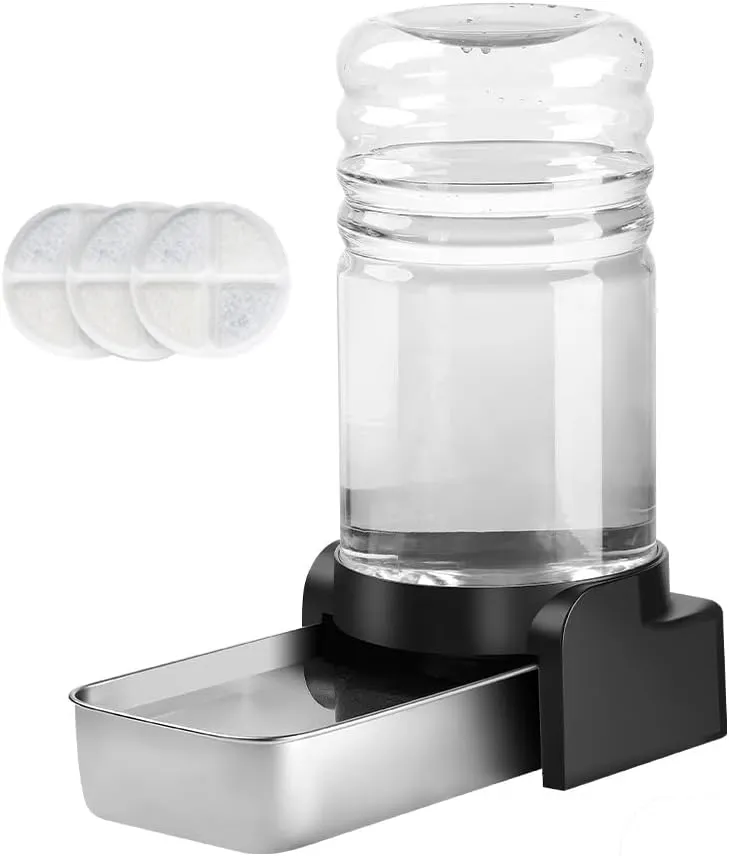 Marchul 1.5 Gallon Cat Water Dispenser, Automatic Gravity Dog Water Feeder, Stainless Steel Large Capacity Cat Waterer for Cats and Small Dogs (3 Filters)