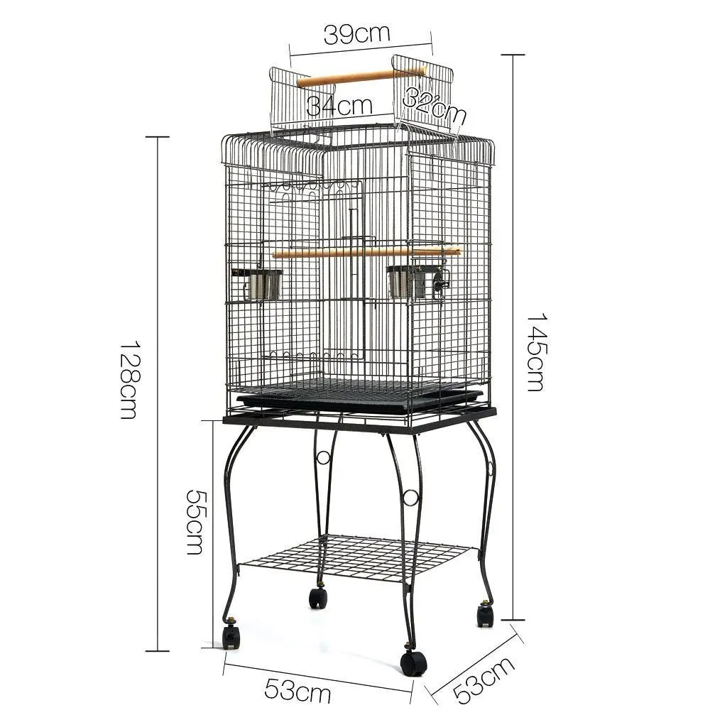 Medium Square Iron Bird Cage with Stand